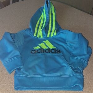 Adidas Kids Blue and Neon Green Hoodie 2T